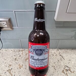 Budweiser King of Beers Brown Glass Bottle Unique Shape Embossed‎ Design 14"